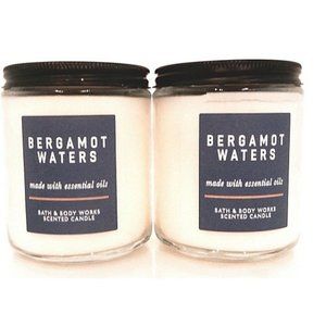 Bath & Body Works White Barn Bergamot Waters Scented Candle 7 oz - Lot of 2